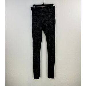 Spanx Leggings Womens Small Black Camo Stretch Elastic Waist Skinny Leg Athletic